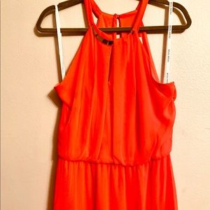 Neon Orange Halter Dress
